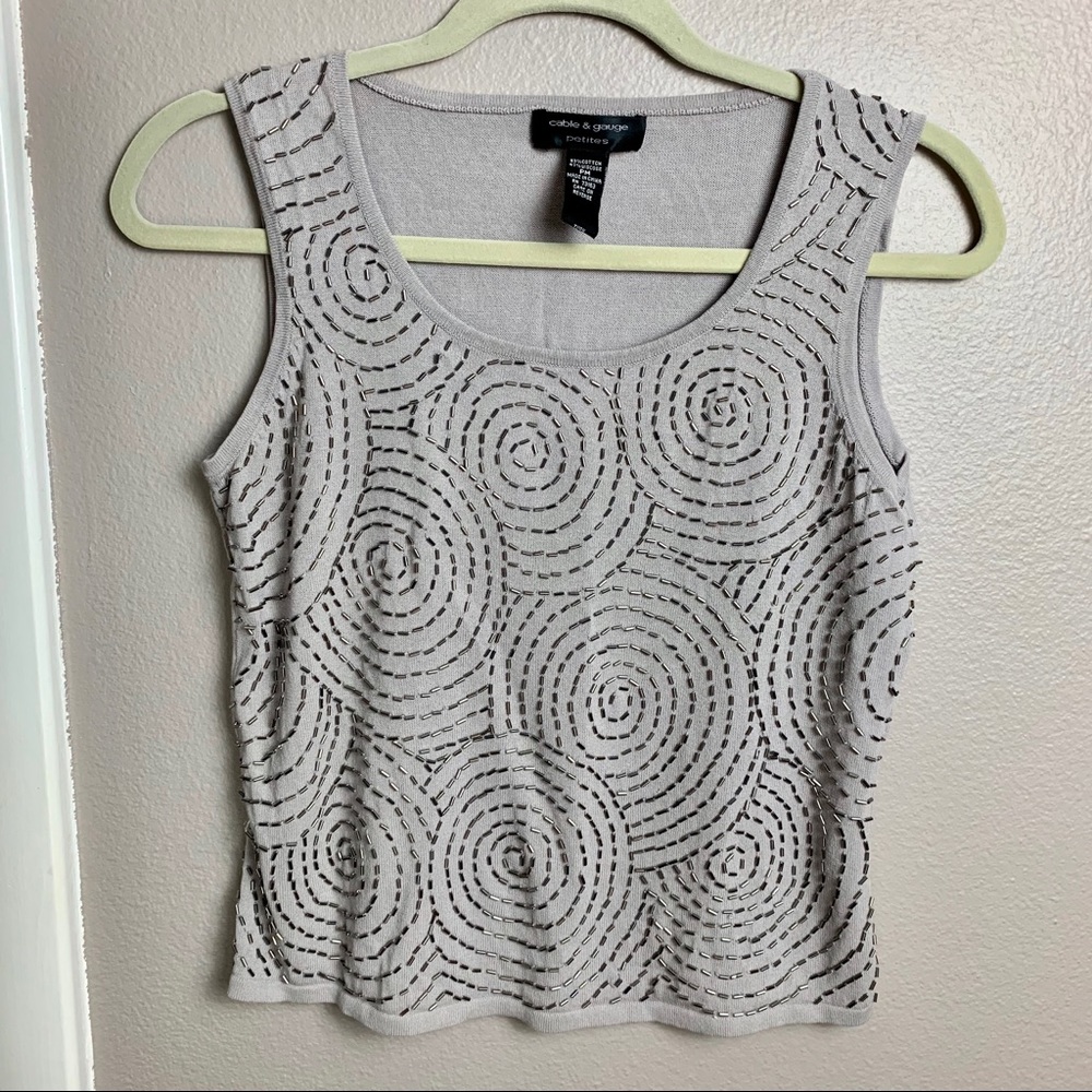CABLE & GAUGE Gray beaded sweater